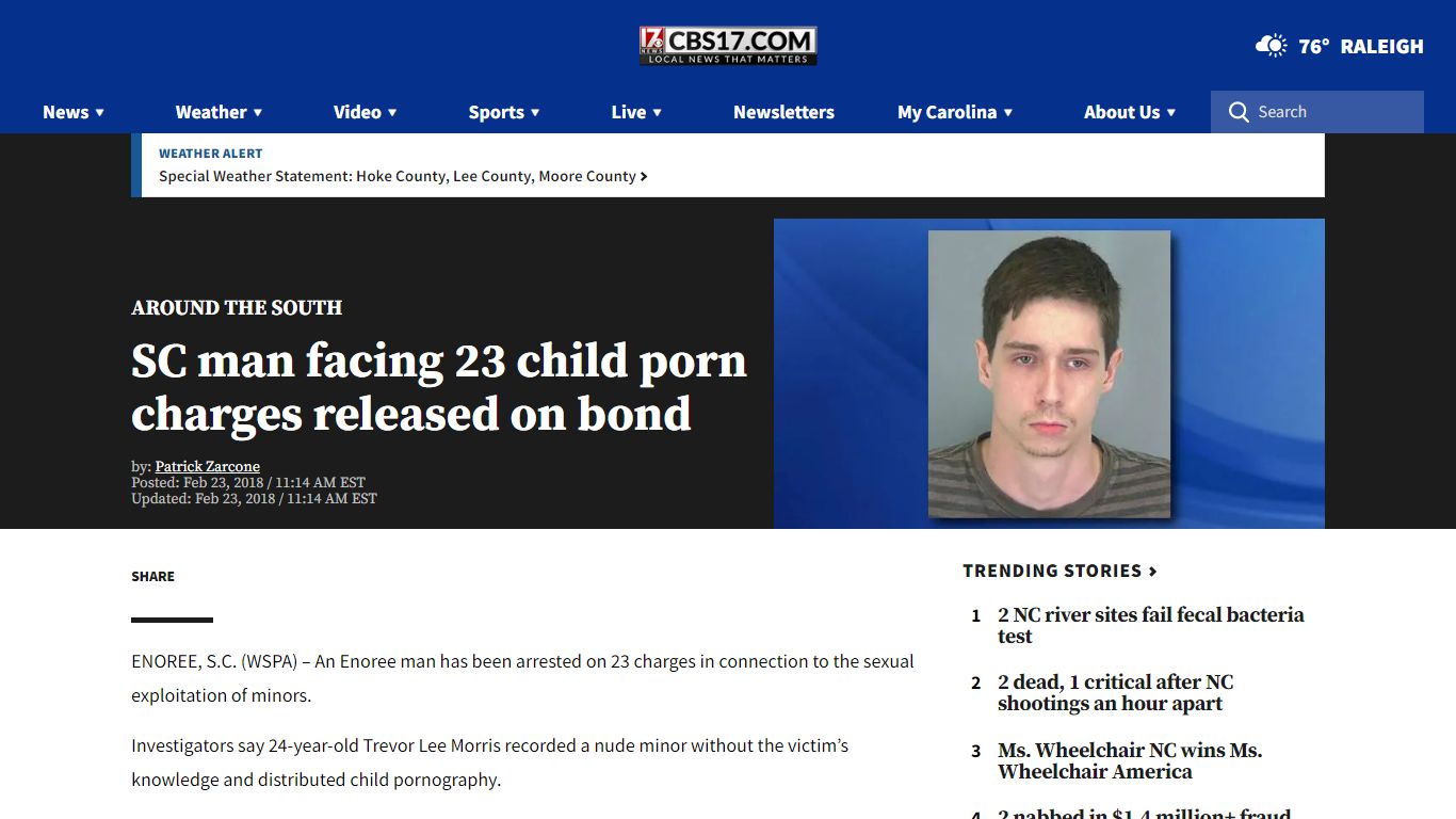 SC man facing 23 child porn charges released on bond - CBS17.com